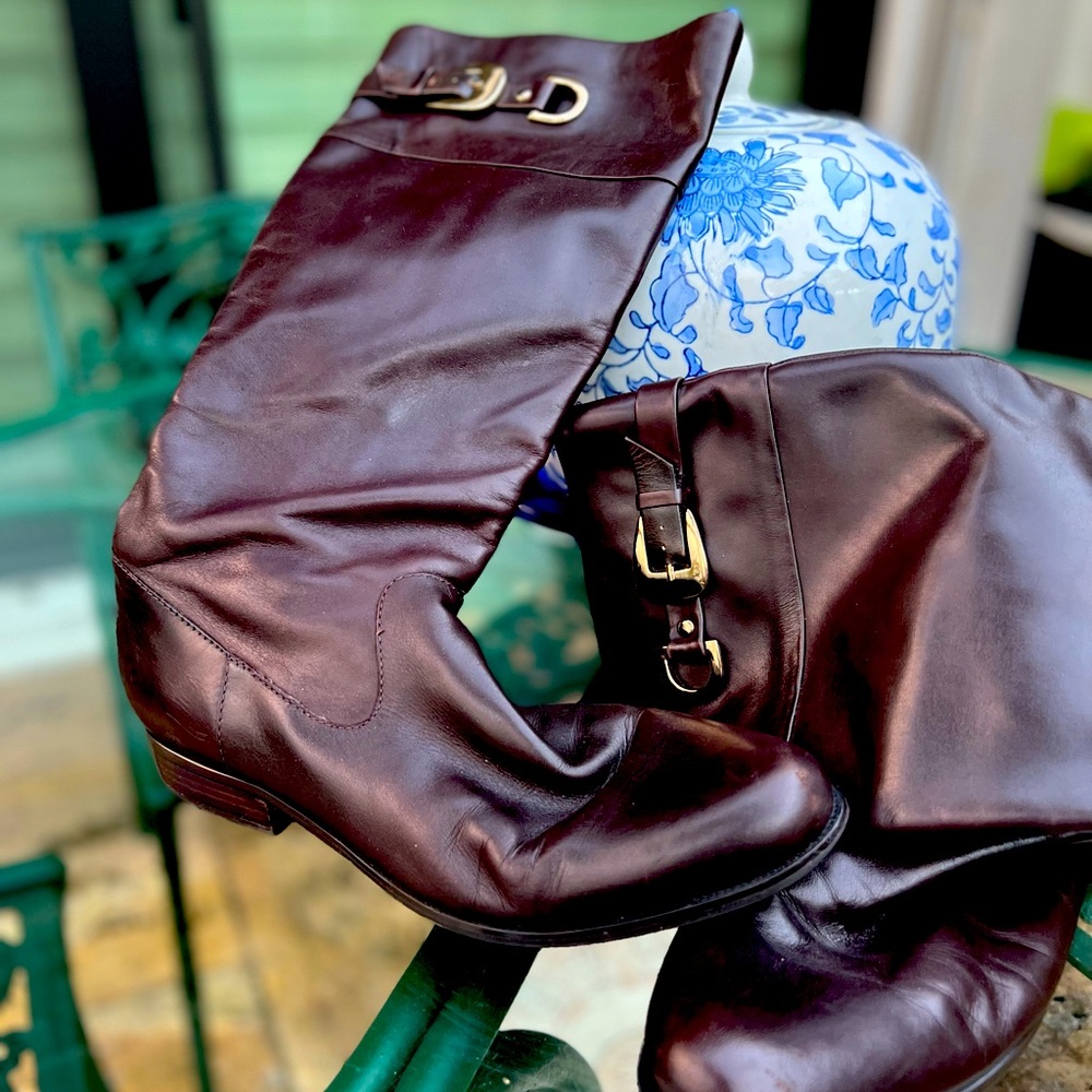Anne Klein Brown Knee High Winter Boots